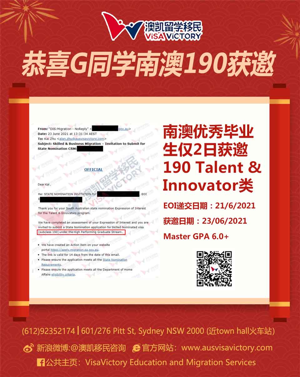 南澳190优秀毕业生Talent Innovator