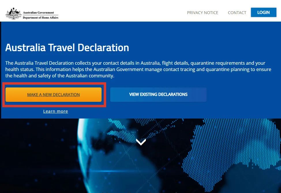 澳大利亚旅行申报表